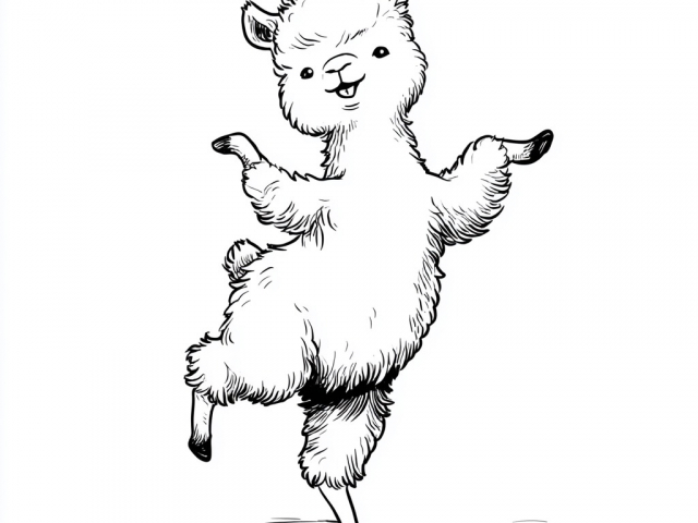 Free coloring page of an Alpaca Dancing