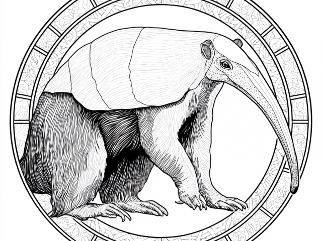 Free coloring page of Anteater  with it shell