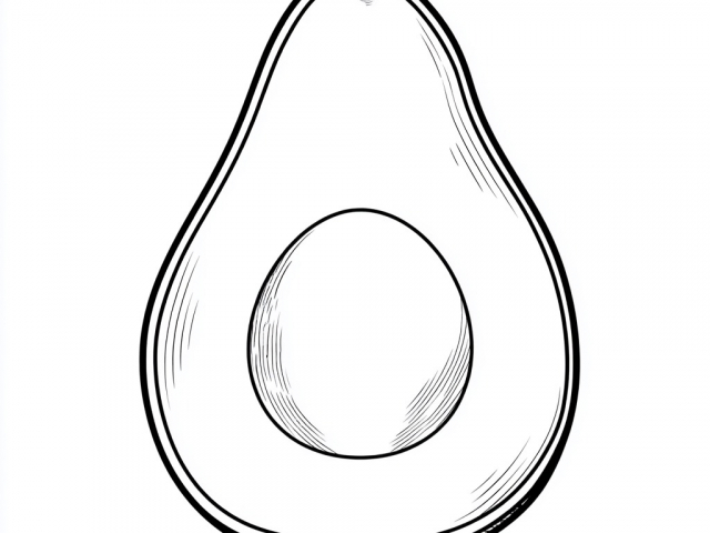 Free coloring page of an Avocado cut in Half