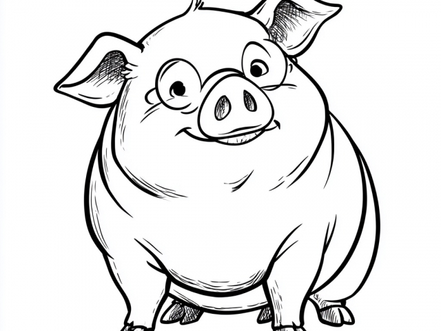 Free coloring page of a Cartoon Pig