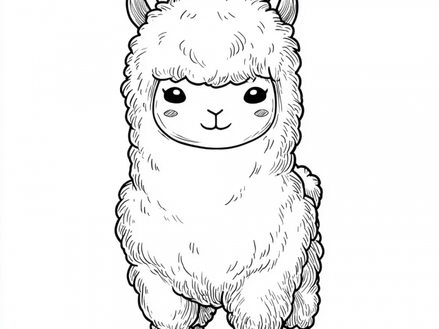Free coloring page of a Chibi Alpaca