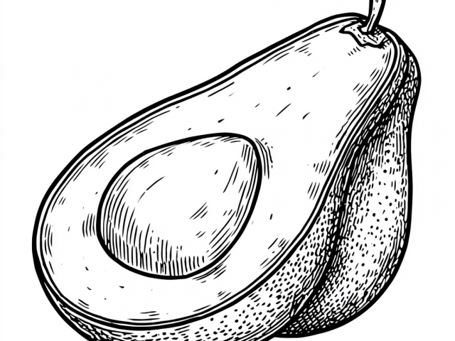 Free coloring page of an Half Avocado