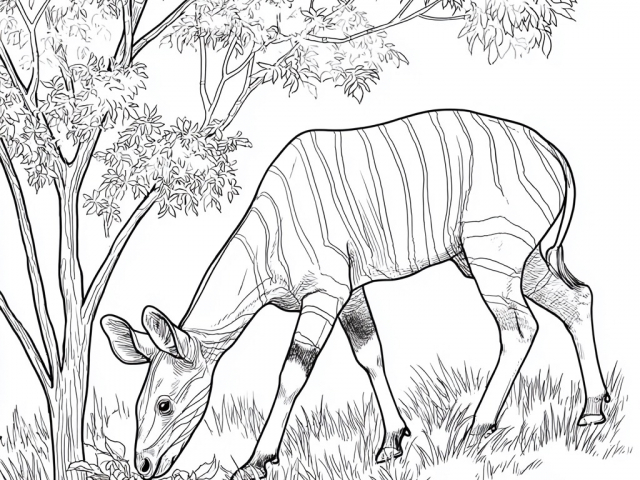 Free coloring page of Okapi Eating