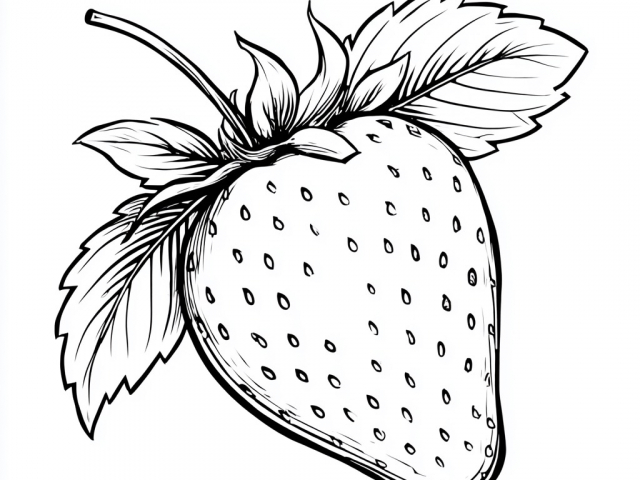 Free coloring page of a Strawberry