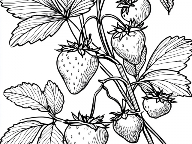 Free coloring page of a Strawberry Plant