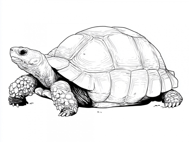 Free coloring page of a tortoise