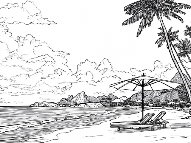 Free coloring page of Beach