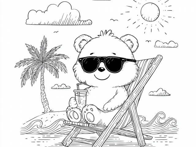 Free coloring page of Bear Chilling