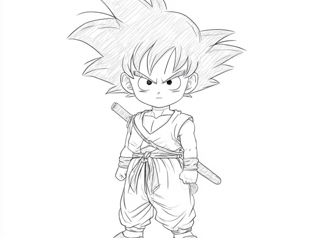 Free coloring page of Chibi Goku