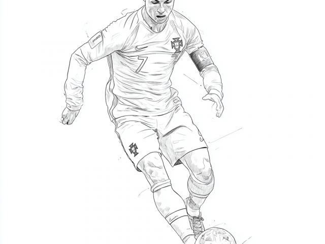 Free coloring page of Cristiano Ronaldo on the Ball
