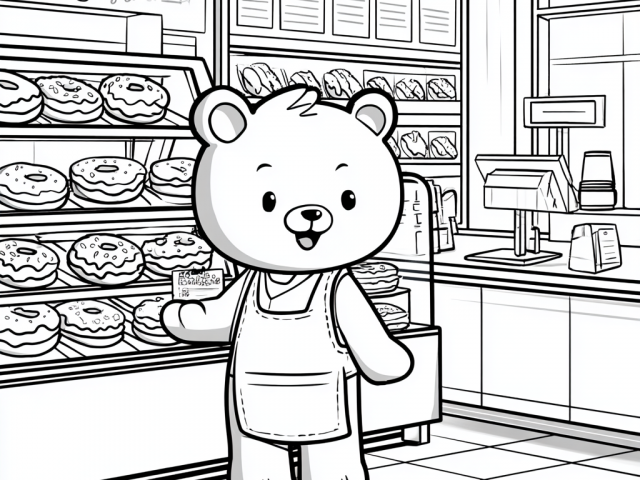 Free coloring page of Doughnut Shop