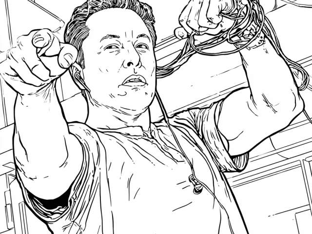 Elon Musk in a Data Centre Free coloring page of Elon Musk in a Data Centre