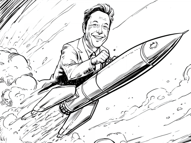 Elon Musk on a Rocket Free coloring page of Elon Musk on a Rocket