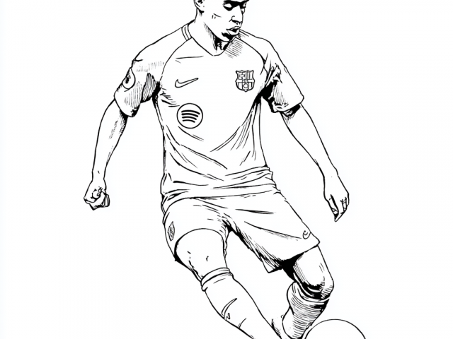 Free coloring page of Lamine Yamal passing the ball