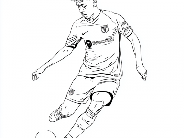 Free coloring page of Lamine Yamal with the Ball