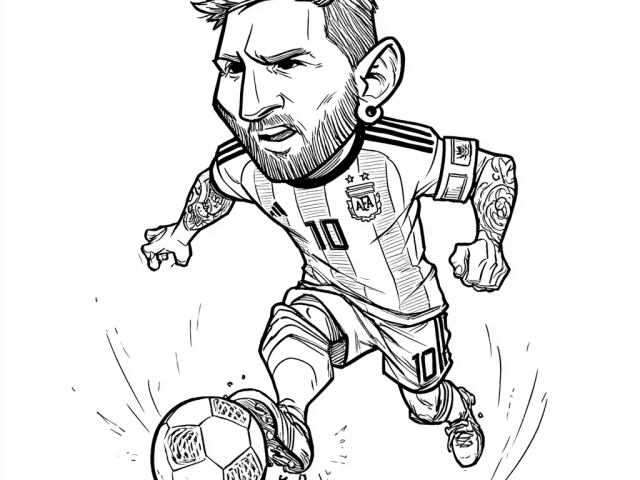 Free coloring page of Lionel Messi Caricature