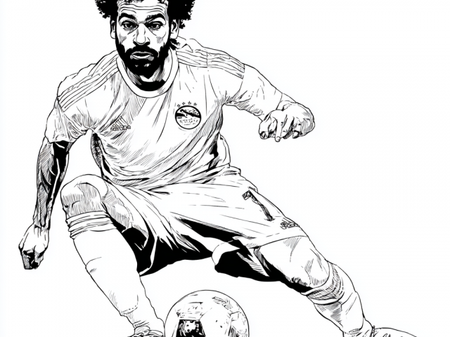 Free coloring page of Mohamed Salah Dribbling