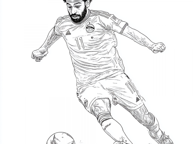 Free coloring page of Mohamed Salah on the Ball