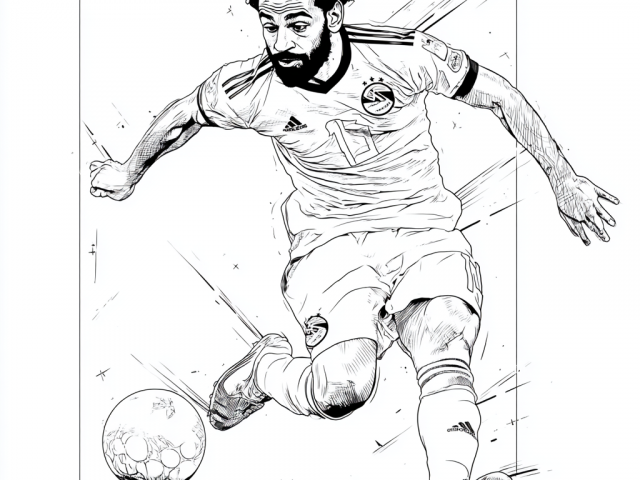 Free coloring page of Mohamed Salah trapping the ball