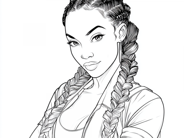 Free coloring page of Baddies Black Lady with Braids