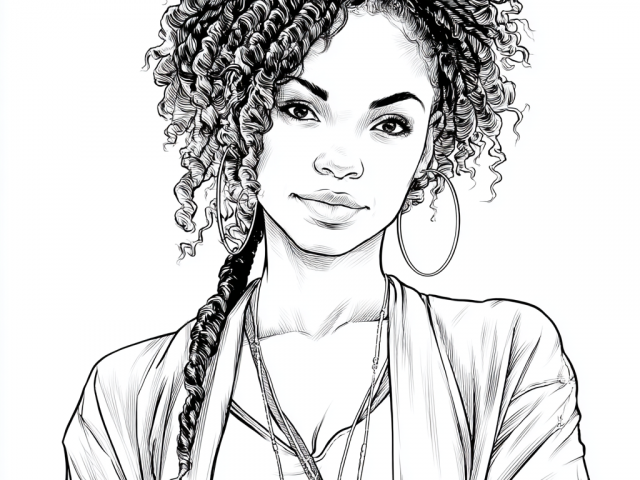 Free coloring page of Beautiful African Lady