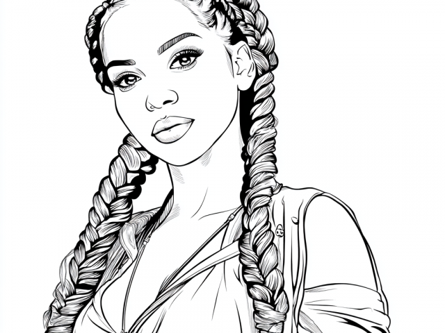 Free coloring page of Beautiful Black African Lady with Braids