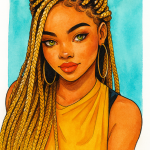 Beautiful Black African Lady with Braids