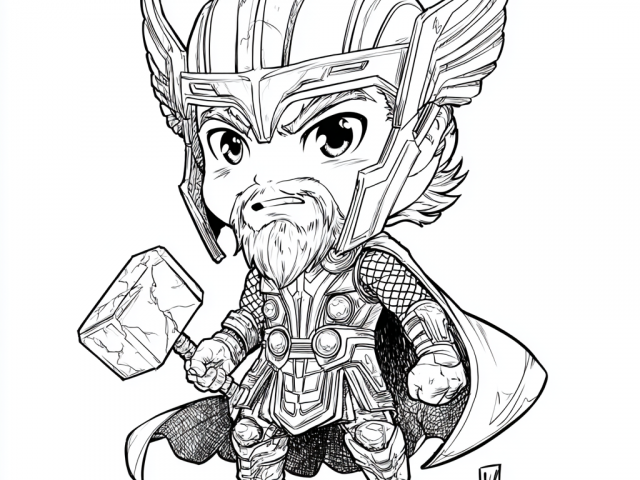 Free coloring page of Chibi Thor