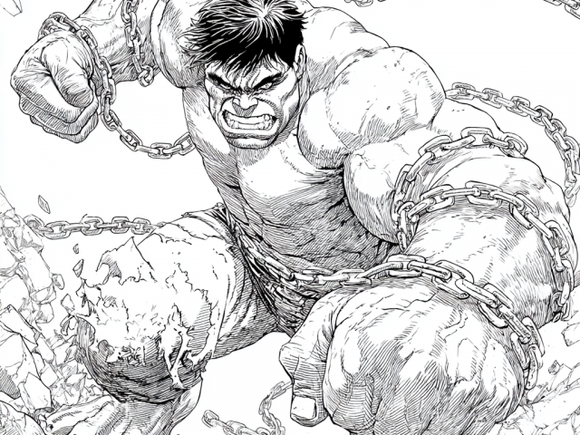 Hulk Breaking a Chain Free coloring page of Hulk Breaking a Chain