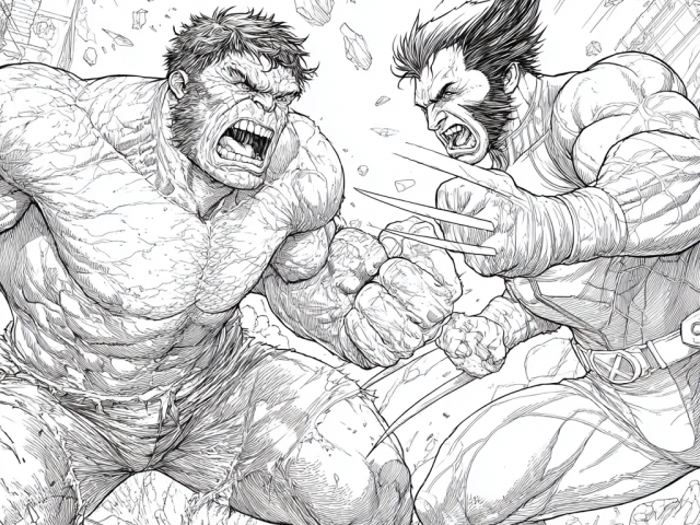 Hulk and Wolverine Free coloring page of Hulk and Wolverine