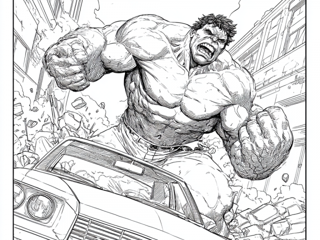 Hulk in action Free coloring page of Hulk in action