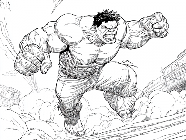 Hulk jumping up to fight (1) Free coloring page of Hulk jumping up to fight