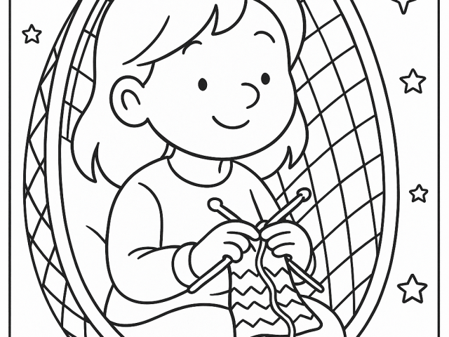 Lady knitting Free coloring page of a Lady knitting