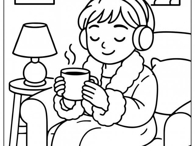 Lady sipping a Tea Free coloring page of a Lady sipping a Tea