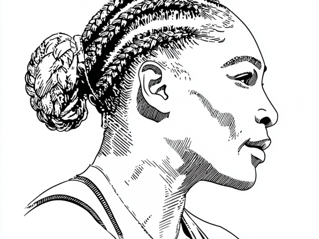 Free coloring page of a Serena Williams Side Potrait