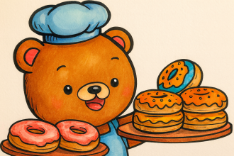 Teddy Bear Baker with Donuts