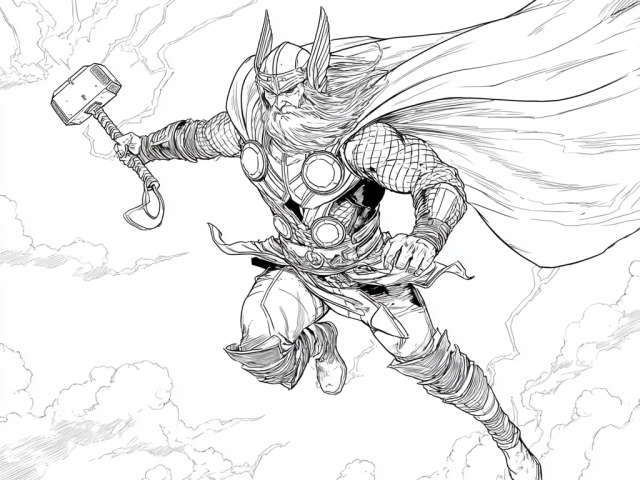 Free coloring page of Thor