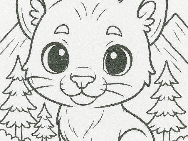 Chibi Mountain Lion Free coloring page of a Chibi Mountain Lion