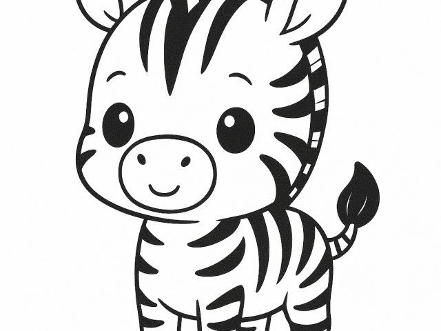 Chibi Zebra Free coloring page of a Chibi Zebra