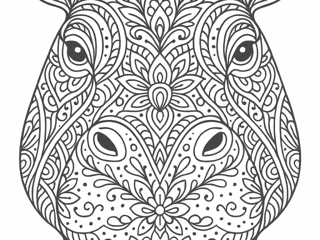 Hippo Mandala Free coloring page of a Hippo Mandala