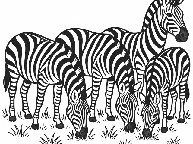 Zebras eating Free coloring page of a Zebra eating