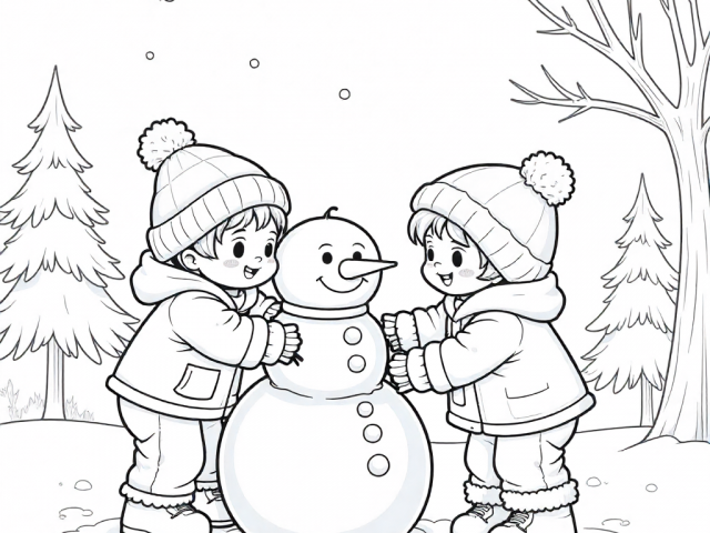 Children building a Snowman (2)