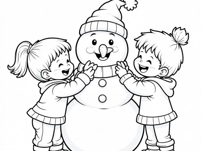 Children building a Snowman (3)