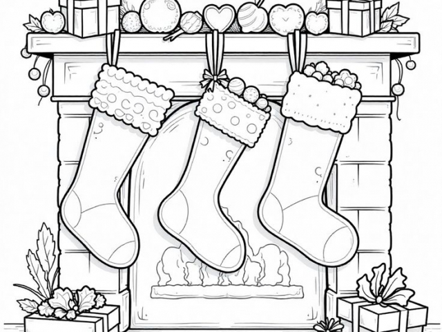 Christmas Stocking (1) Free coloring page of a Christmas Stocking