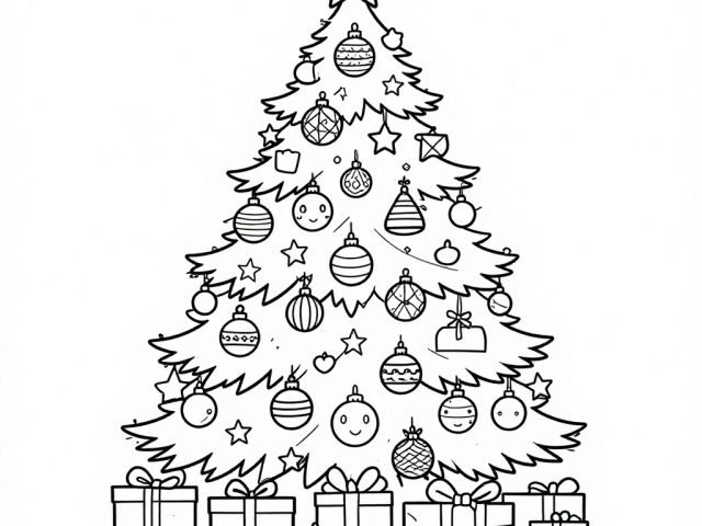Free Coloring Pages of a Christmas Tree