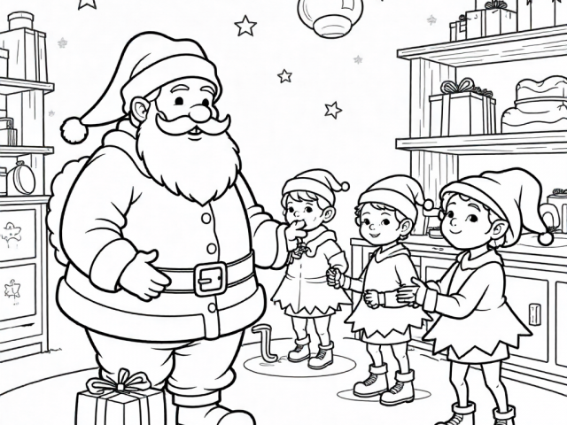 Elves working in Santa's workshop (1) Free coloring page of a Elves working in Santa's workshop (1)