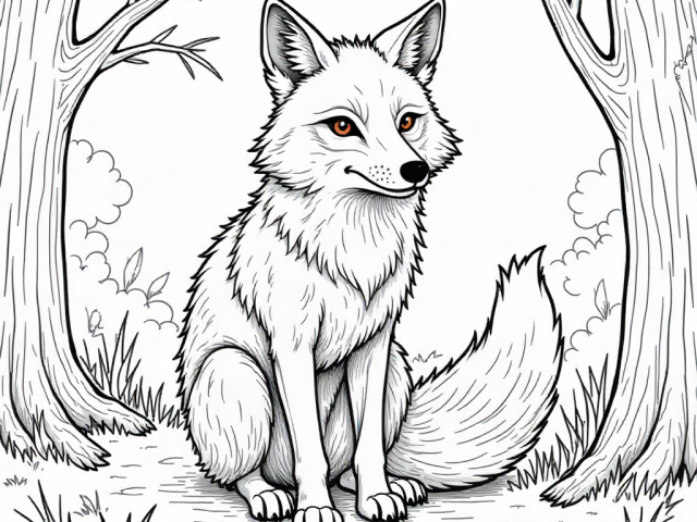 Free coloring page of a Fox
