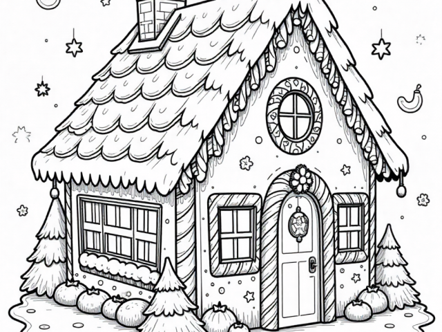 Gingerbread House Free coloring page of a Gingerbread House