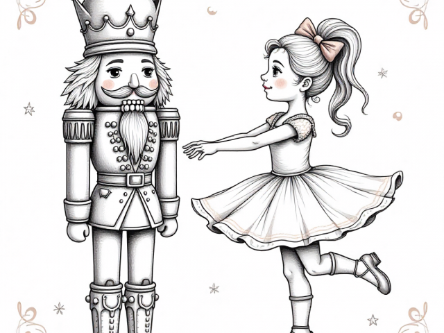 Marie and The Nutcracker Prince Free coloring page of a Marie and the nutcracker prince
