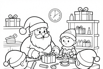 Santa and his Elves Working